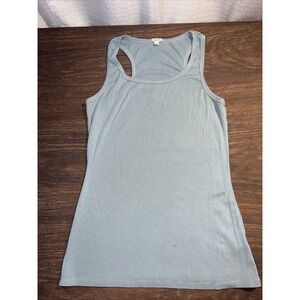 PJ Harlow Charlie Ribbed Raceback Tank Top Women's Medium Blue Lounge Sleep Wear